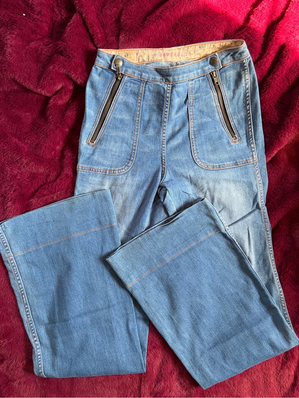 Rebecca Taylor Light Blue Flared Jeans with Zip Front Pockets